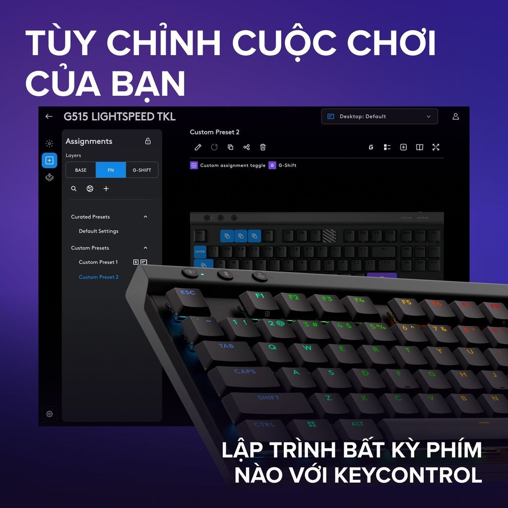 Bàn Phím Gaming Không Dây Logitech G515 Lightspeed RGB Low Profile