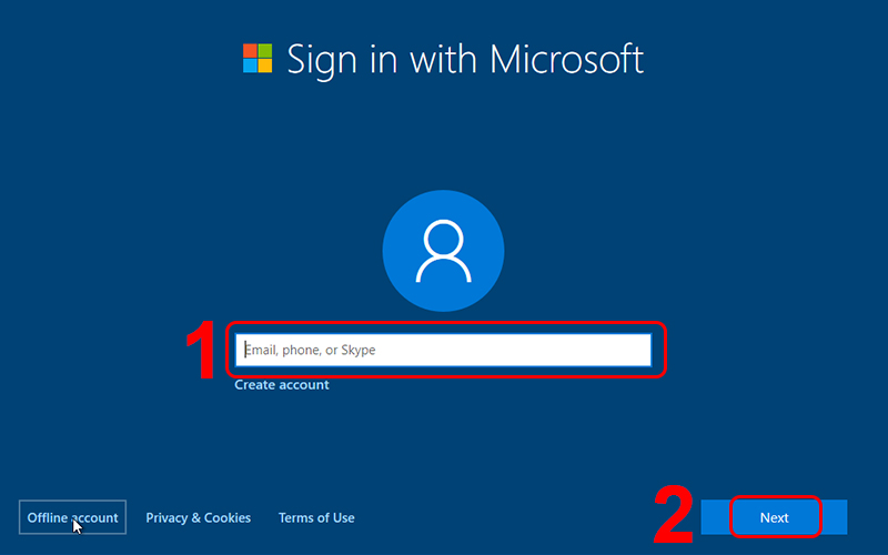 Nhập tài khoản Microsoft