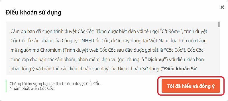 Tick chọn Tôi đã hiểu và đồng ý