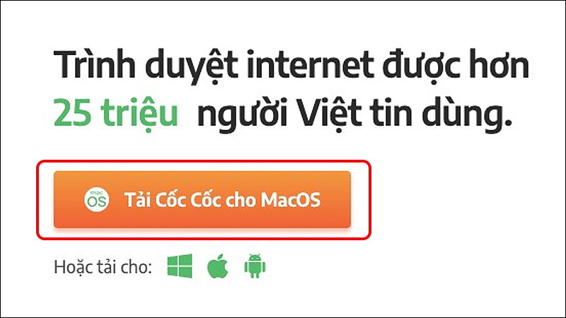 Nhấn Tải Cốc Cốc cho MacOS