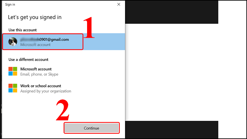 Truy cập vào tài khoản