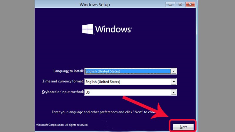 Khởi động lại màn hình cài đặt Windows