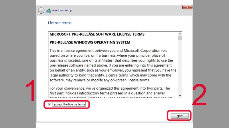 Đọc điều khoản của Microsoft và đồng ý