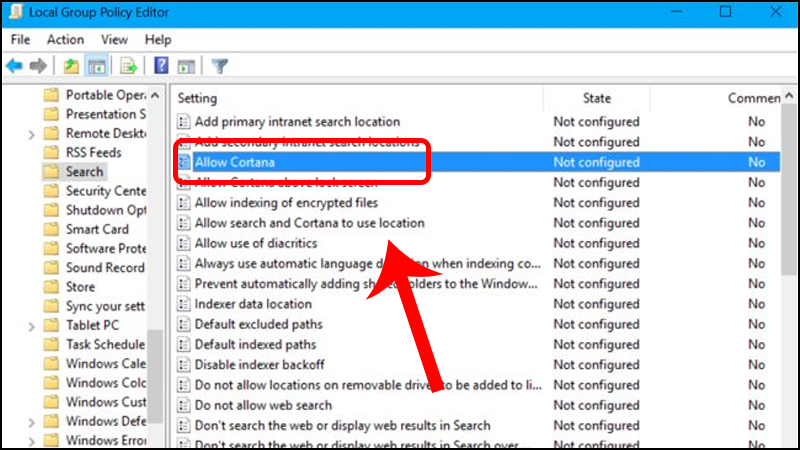 Nhấn đúp chuột vào Allow Cortana