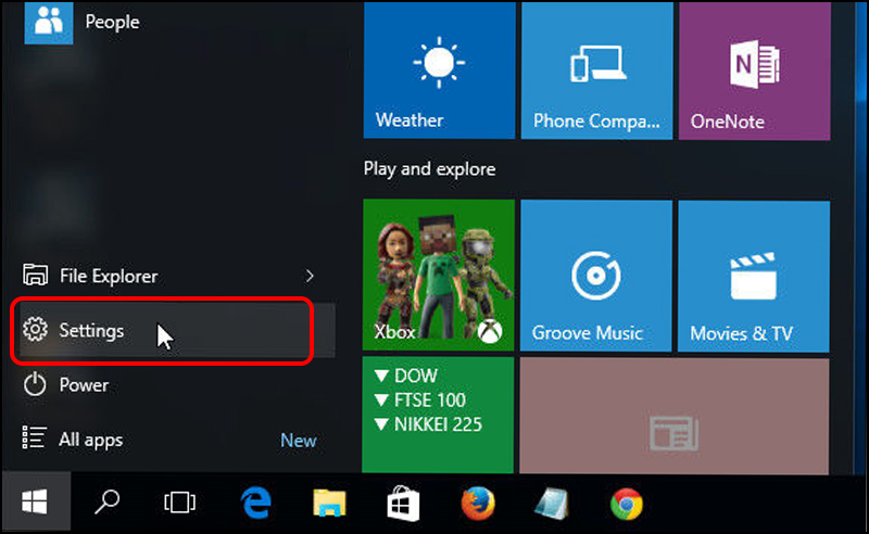 Chọn mở Settings