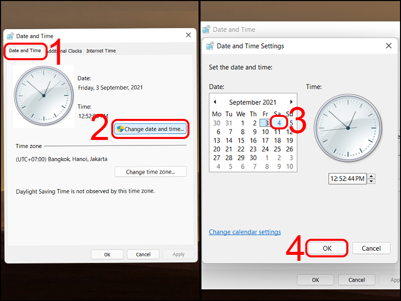 Chỉnh sang 1 đến 2, 3 ngày trước hoặc ngày sau