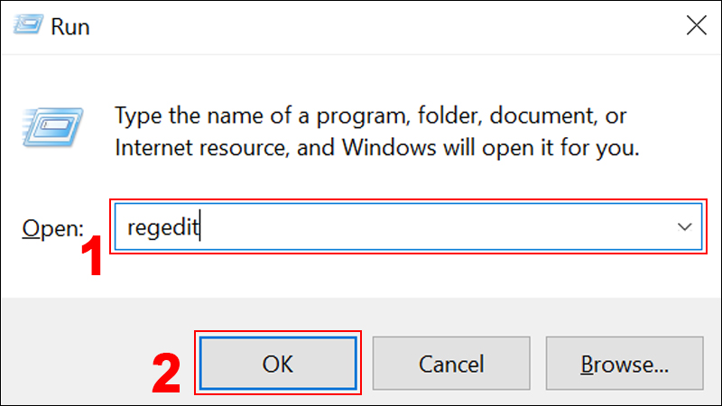 Nhập từ khóa regedit