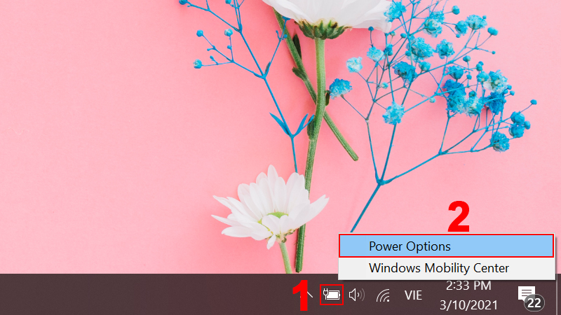 Chọn Power Options