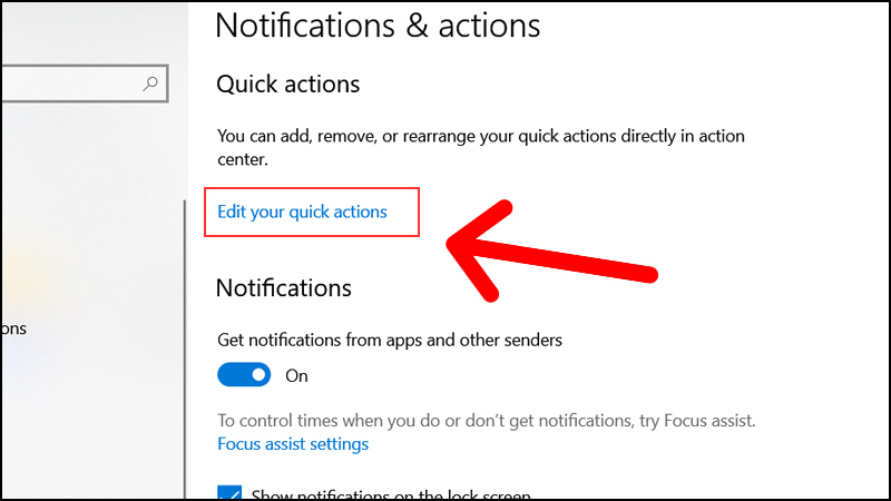Ấn vào Edit your quick actions