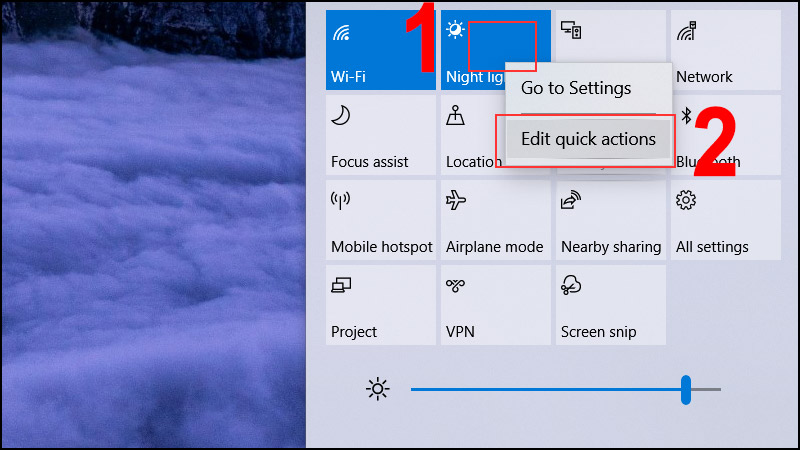Chọn Edit quick actions