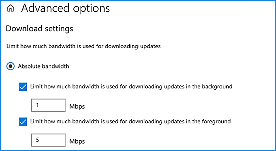 Giới hạn băng thông cho Windows Update