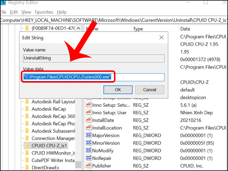Copy toàn bộ Key trong mục Value data