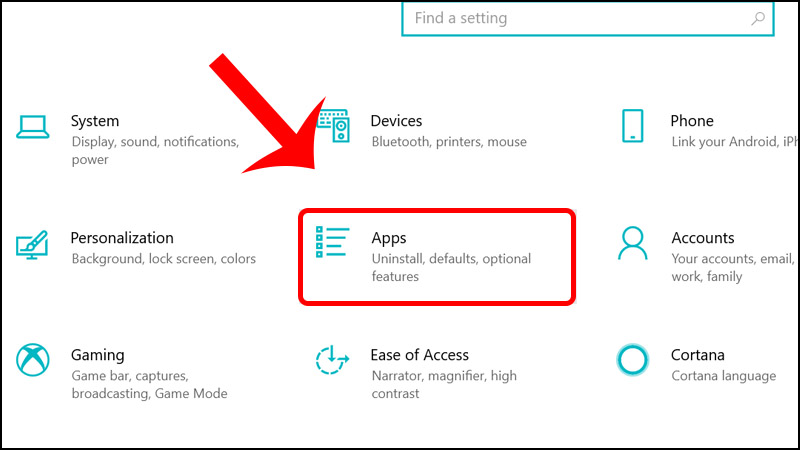 Chon vào mục Apps