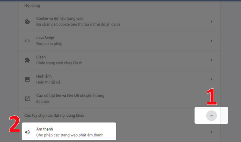 Vào cài đặt âm thanh của trình duyệt web (2)