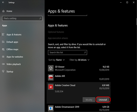 Chọn vào Uninstall