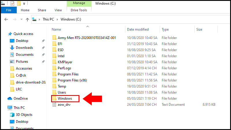 chọn ổ đĩa Windows (C:)