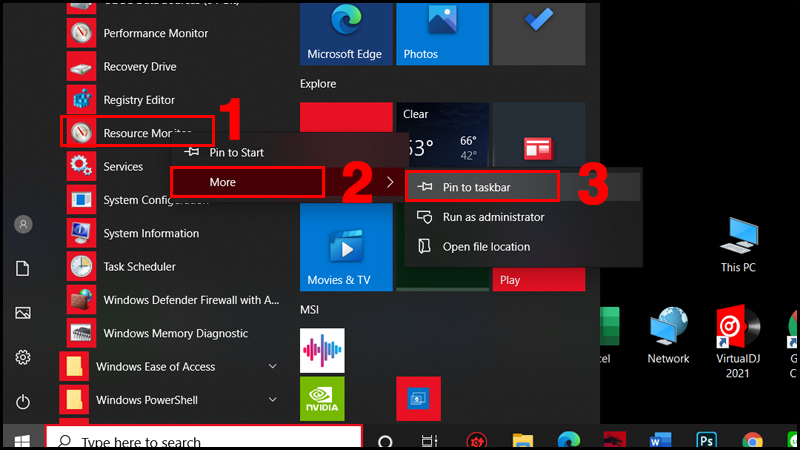 Ghim vào thanh taskbar