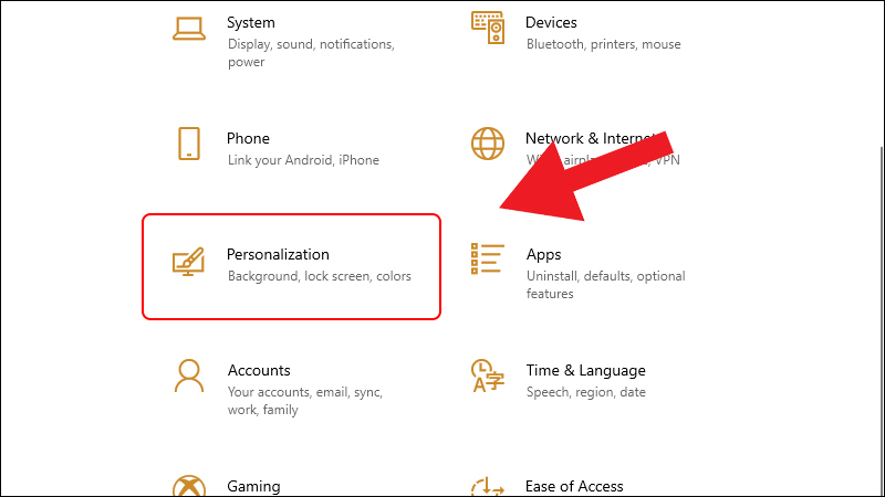 chọn Personalization