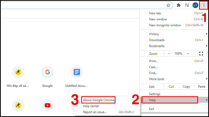 Chọn About Google Chrome