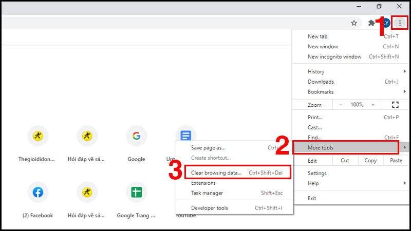 Chọn Clear browsing data