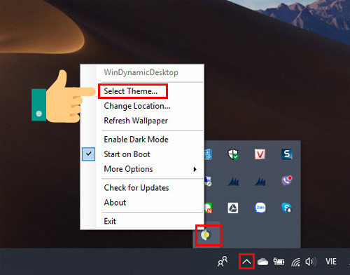 Chọn Select Theme