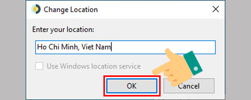 Nhập vị trí của bạn