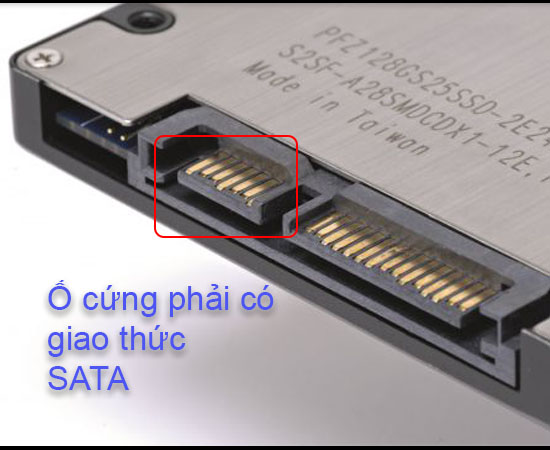 Bộ nhớ phải có giao thức SATA