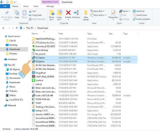 Chọn những file mà bạn không muốn thao tác