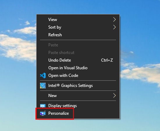 Nhấn vào mục Personalize