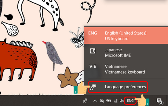 Nhấn vào Language preferences