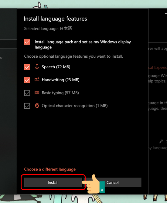 chọn Install