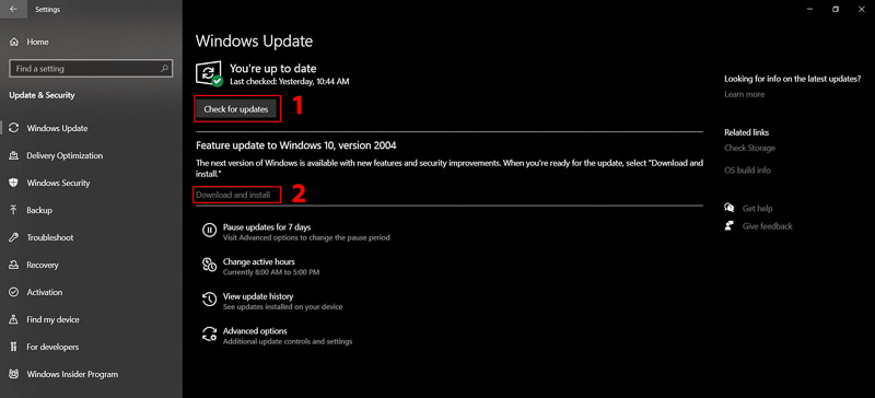 chọn vào Download and install để bắt đầu tải xuống và cập nhật