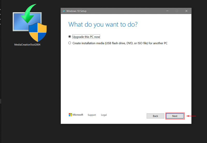Chọn Next để tiến hành việc tải xuống và cập nhật