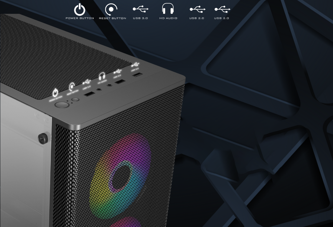 Vỏ Case MIK Aion White 3FA (Sẵn 3 Fan 120mm RGB)