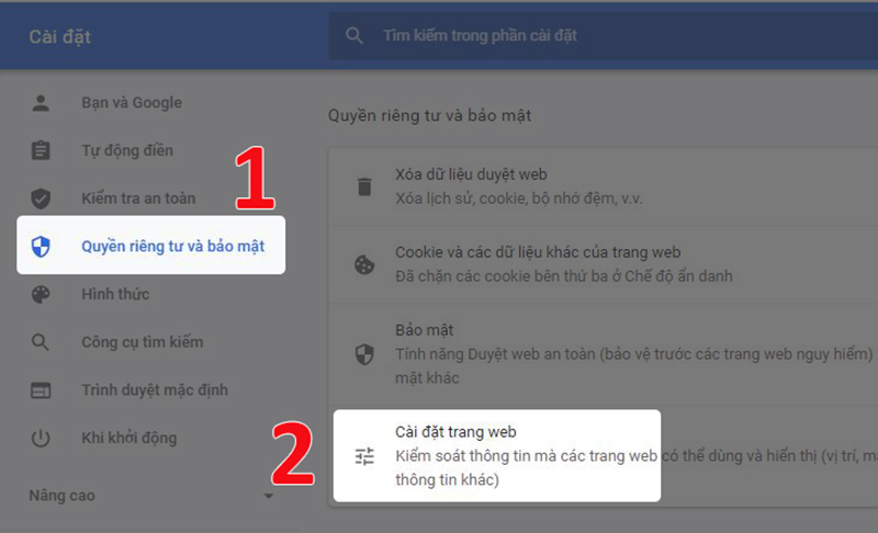 Vào cài đặt âm thanh của trình duyệt web