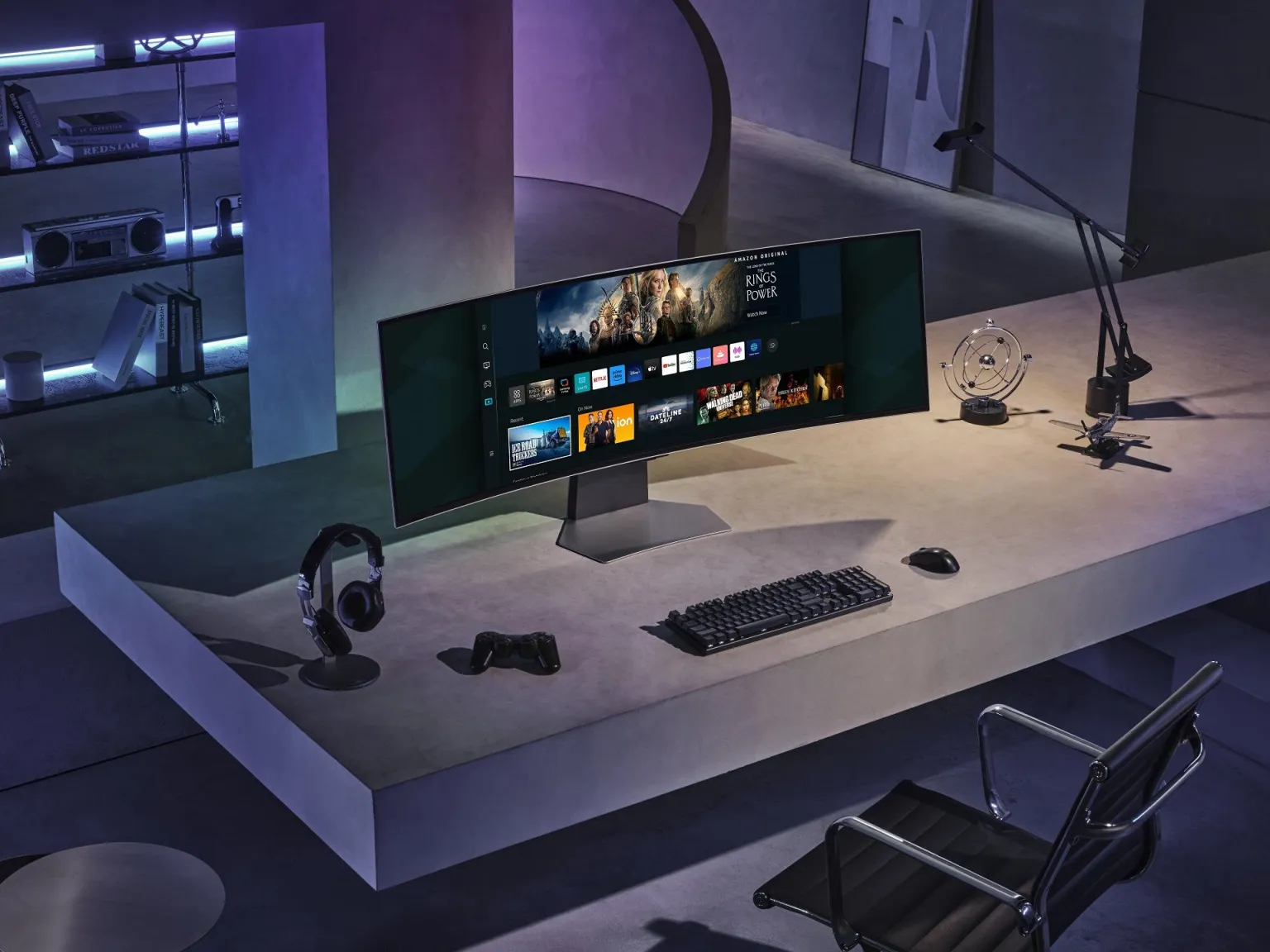 Odyssey OLED G9 được trang bị Samsung Gaming Hub cùng những ứng dụng TV thông minh