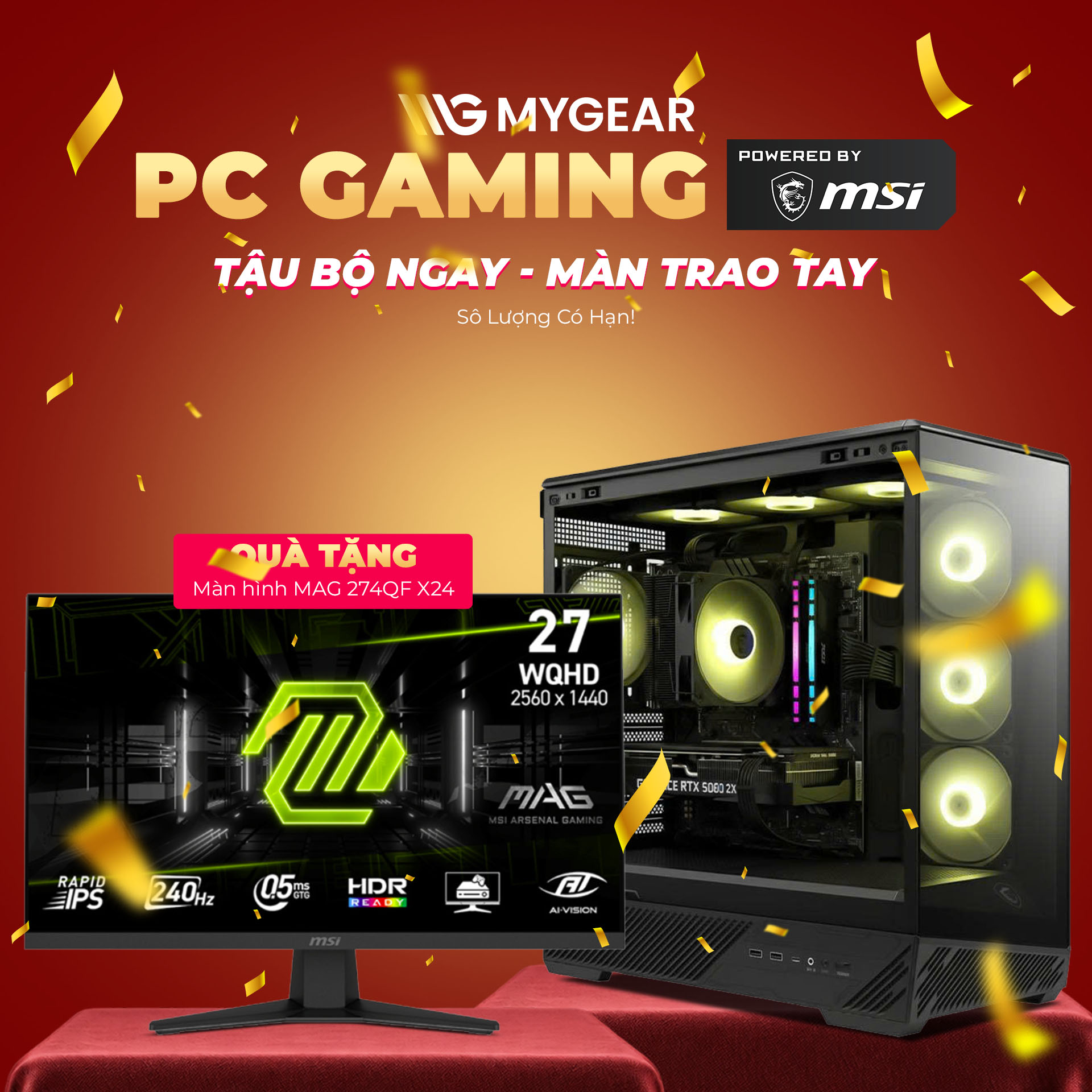 Mua PC MSI tặng ngay Màn hình Gaming MSI MAG 274QF X24