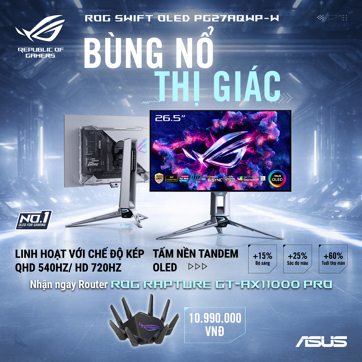 Tặng ngay Router ROG RAPTURE GT-AX11000 PRO